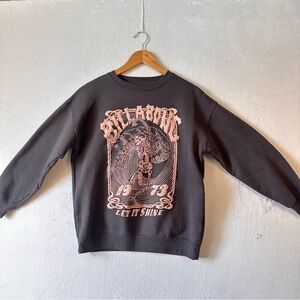 Billabong Women's Shine All Night Charcoal and Pink Graphic Crewneck sweatshirt